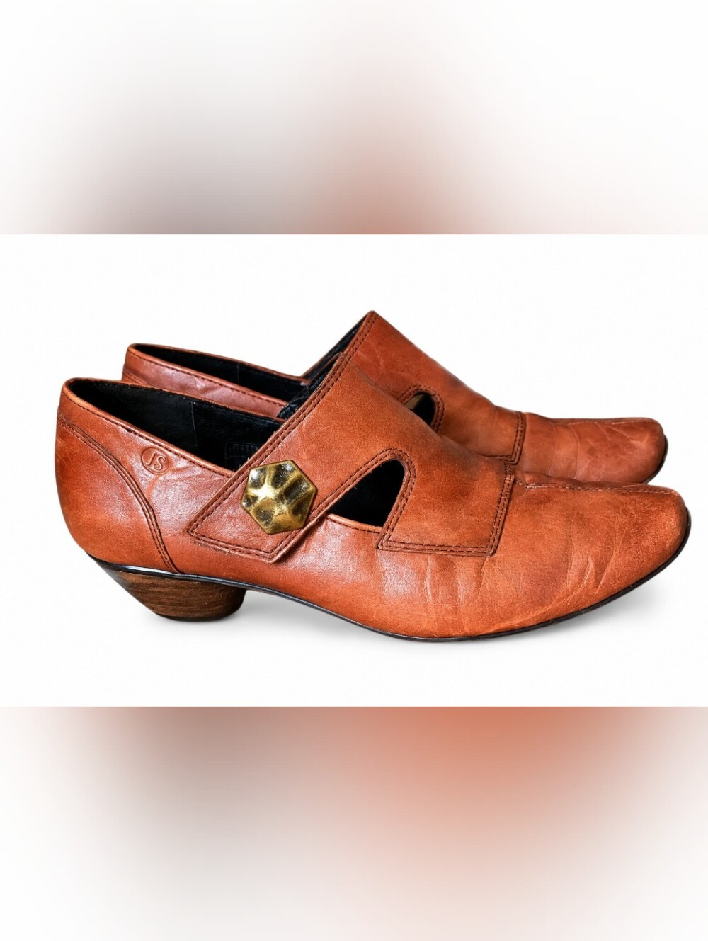Josef Seibel Women’s Brown Leather Shoes EU 39 Low Heel Slip On Comfort